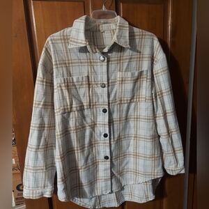 Plaid Button-Up Women's Flannel Shirt Size XL
